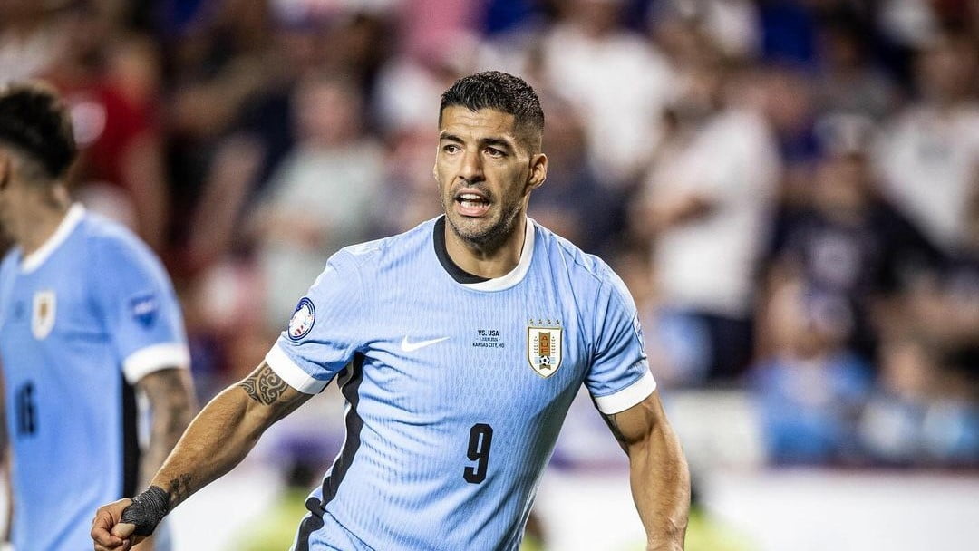 Luis Suárez en un partido con la selección de Uruguay.