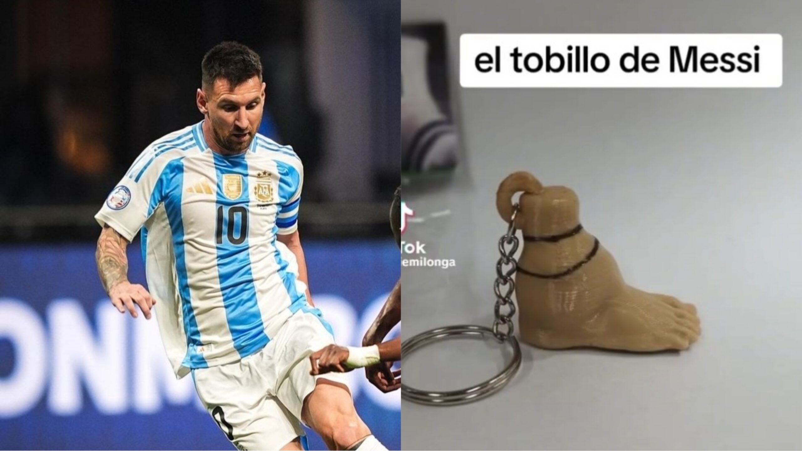 Lionel Messi y los llaveros inspirados en su tobillo hinchado tras la final de la Copa América 2024.