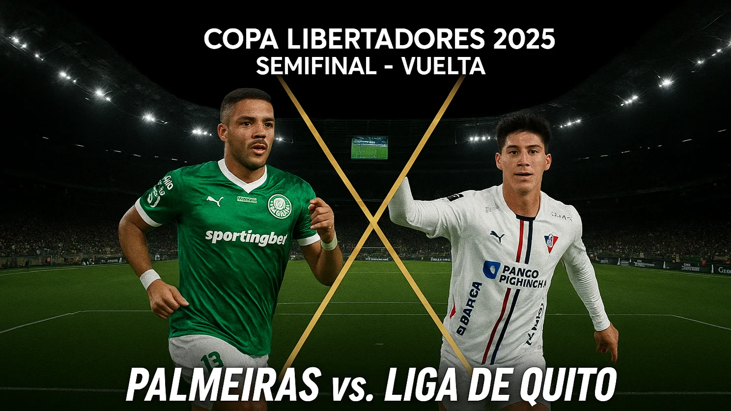 Diseño gráfico de Vitor Roque, delantero de Palmeiras, y Gabriel Villamil, volante de Liga de Quito.