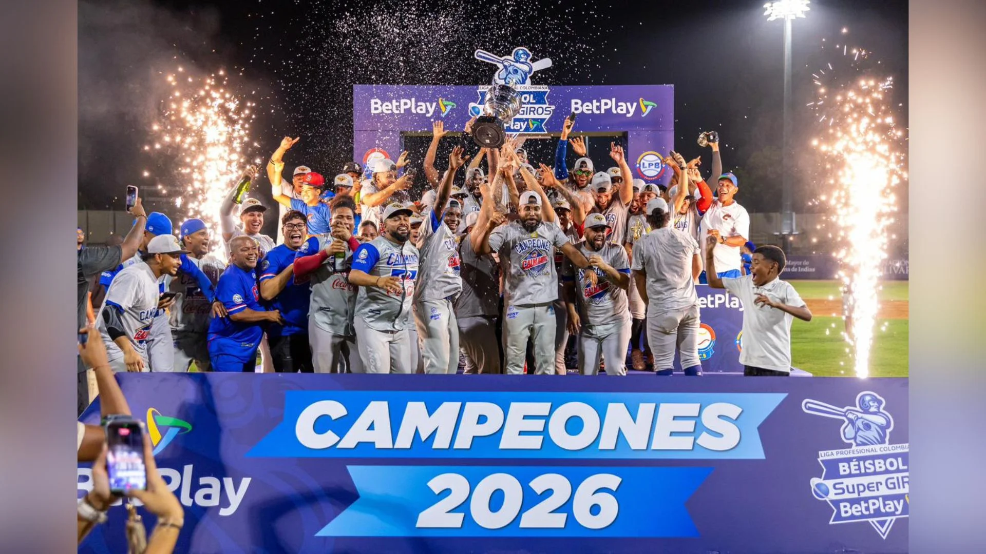 Fotografía de Caimanes de Barranquilla, el campeón de la Liga de Béisbol Colombiano 2025-2026.