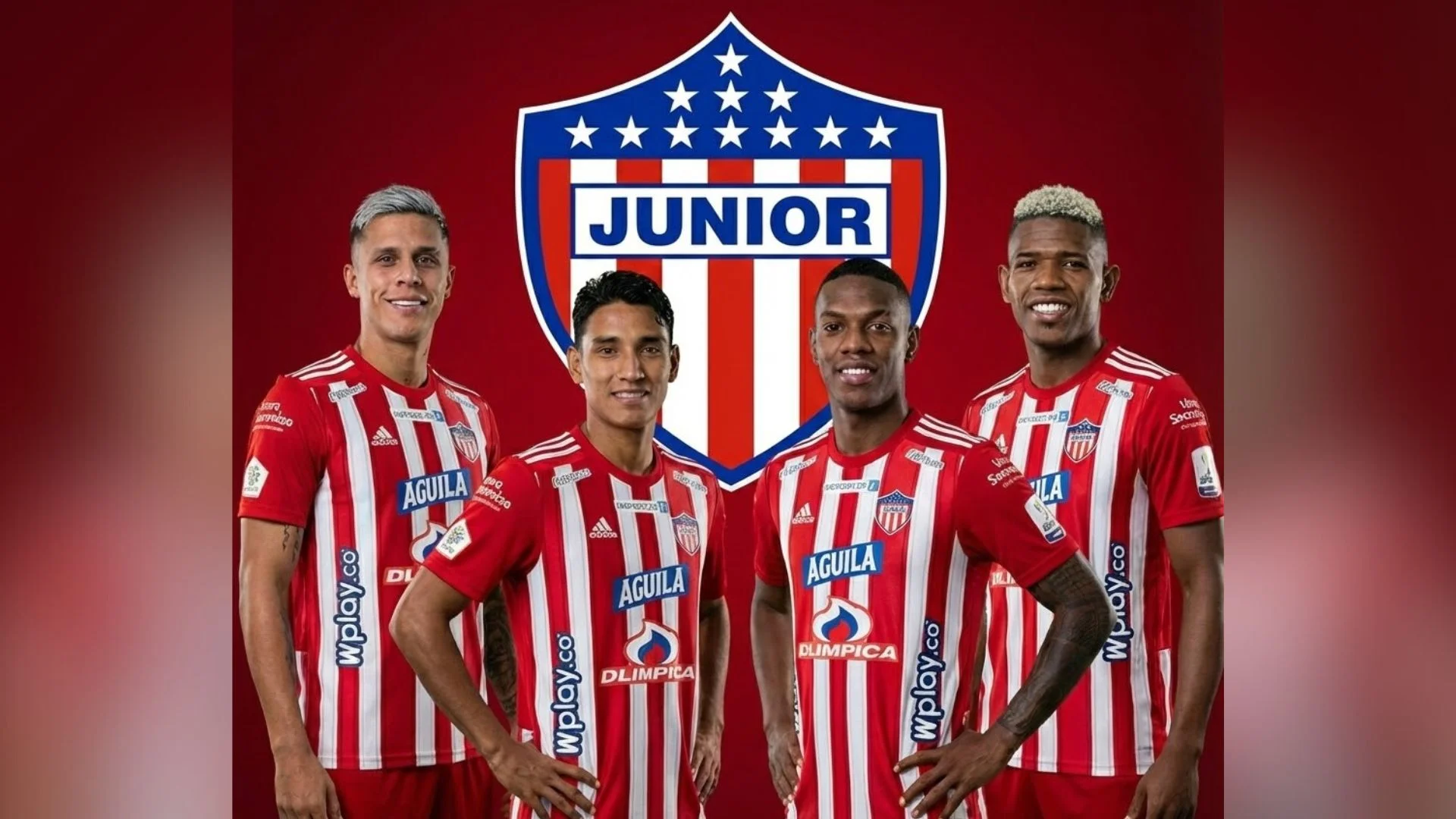Diseño gráfico de Juan David Ríos, Jannenson Sarmiento, Jean Pestaña y Kevin Pérez, posibles fichajes de Junior.