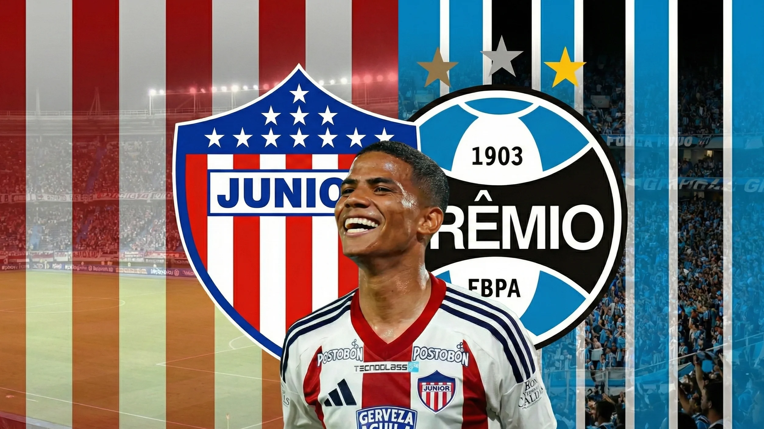 Diseño gráfico de José Enamorado, extremo de Junior que podría ser jugador del Gremio.