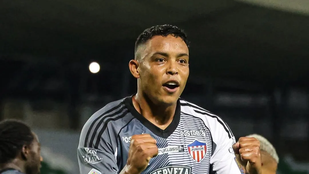 Fotografía de Luis Fernando Muriel, delantero de Junior, celebrando su primer gol con el 'Tiburón'.