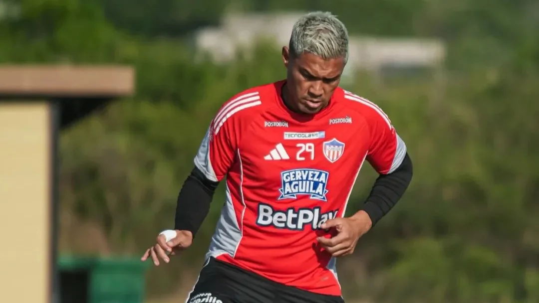 Fotografía de Teófilo Gutiérrez, delantero de Junior, en una práctica.