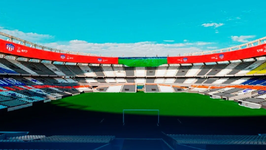 Vista del estadio Metropolitano tras las remodelaciones que se le está realizando.