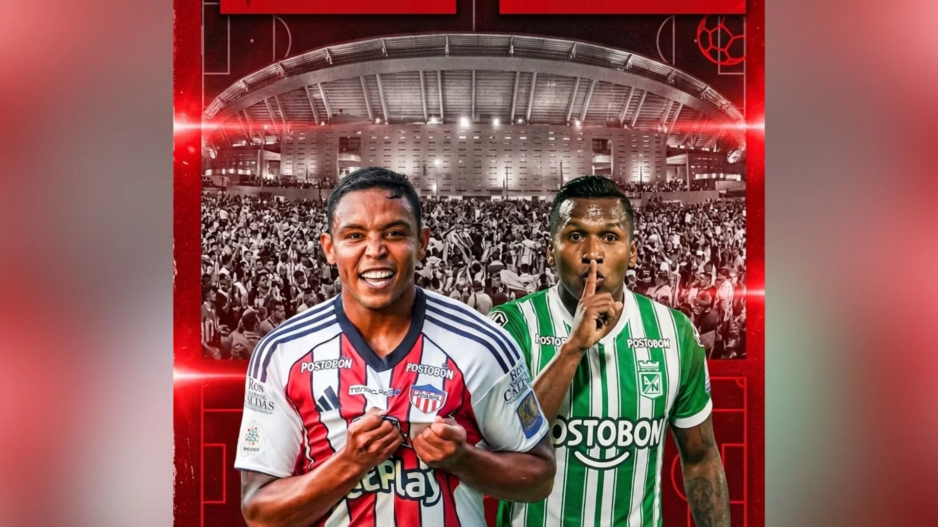 Diseño gráfico de Luis Fernando Muriel, delantero de Junior, y Alfredo Morelos, atacante de Nacional.