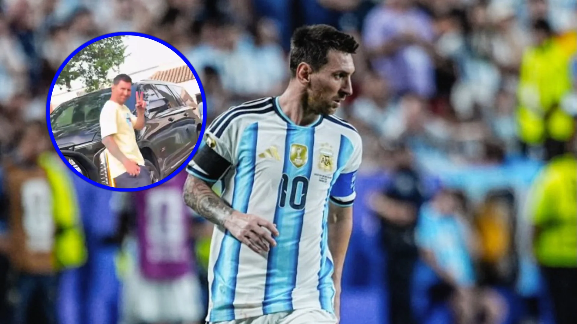Fotografía y captura de video de Lionel Messi, futbolista argentino, en un video viral en el que se le notó caminando en la calle.